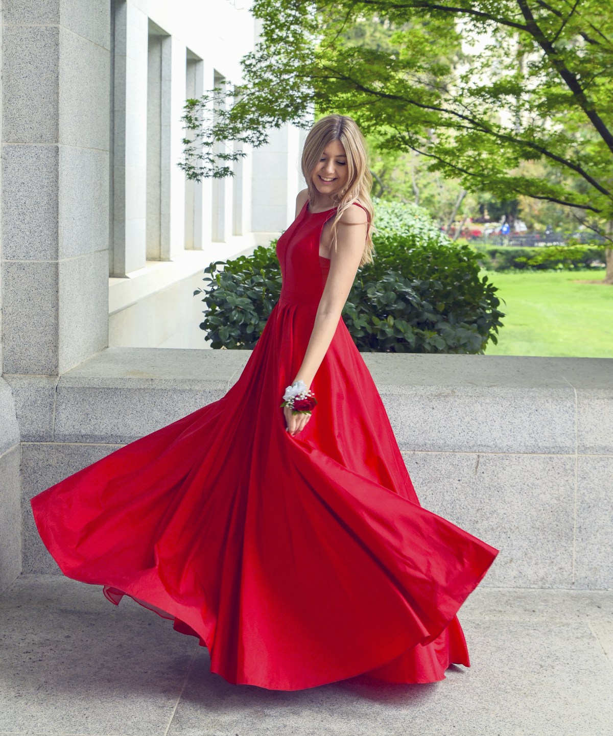 Woman wearing an elegant midi dress